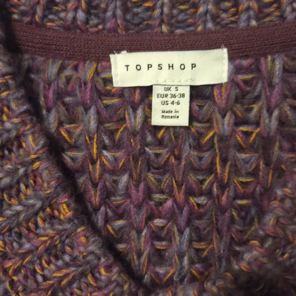 Topshop Purple Multicolor V-Neck Knit Sweater Size 4-6 - Picture 4 of 7